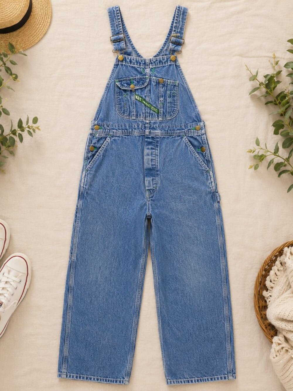 KEY Imperial Vintage Denim Overalls Mens 34x29 Blue Bib Workwear Carpenter Farm - Picture 2 of 8